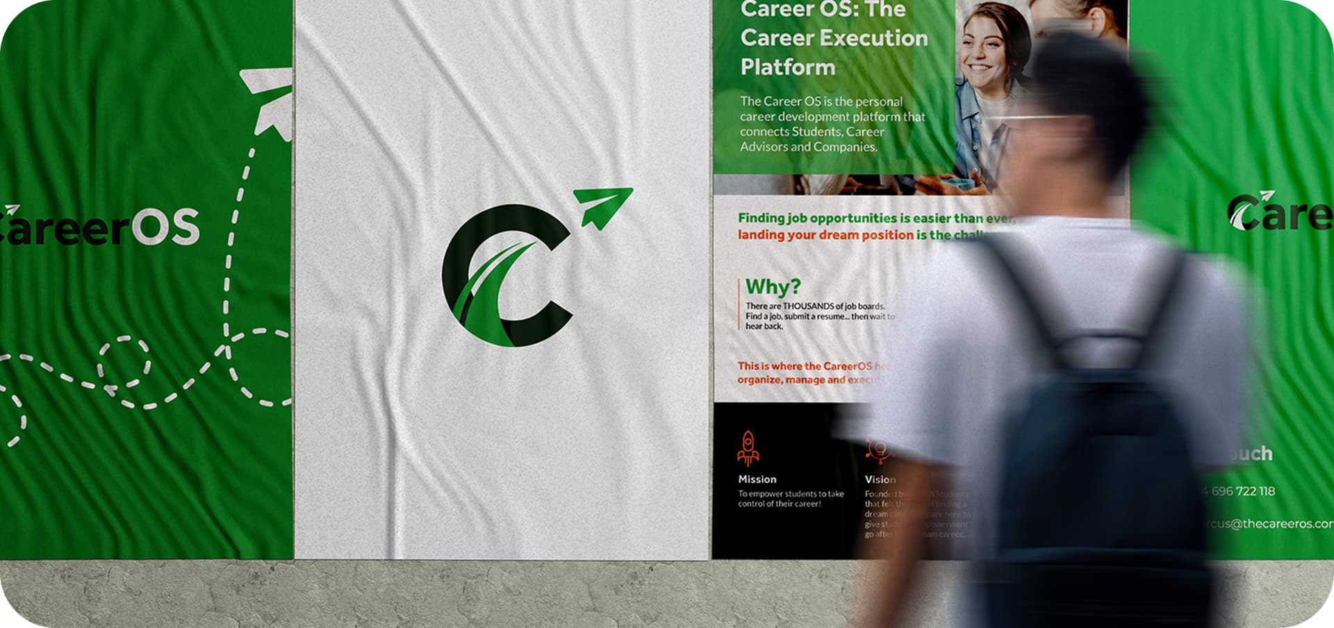CareerOS brand identity across student-facing applications