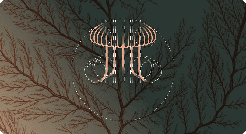 Meduzza jellyfish mark with geometric construction lines